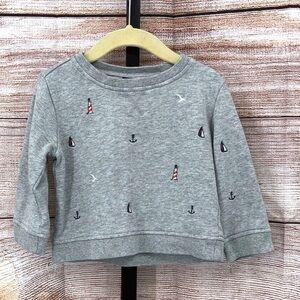 Janie and Jack Gray Nautical Lighthouses Crew Neck Sweatshirt Size 18-24M